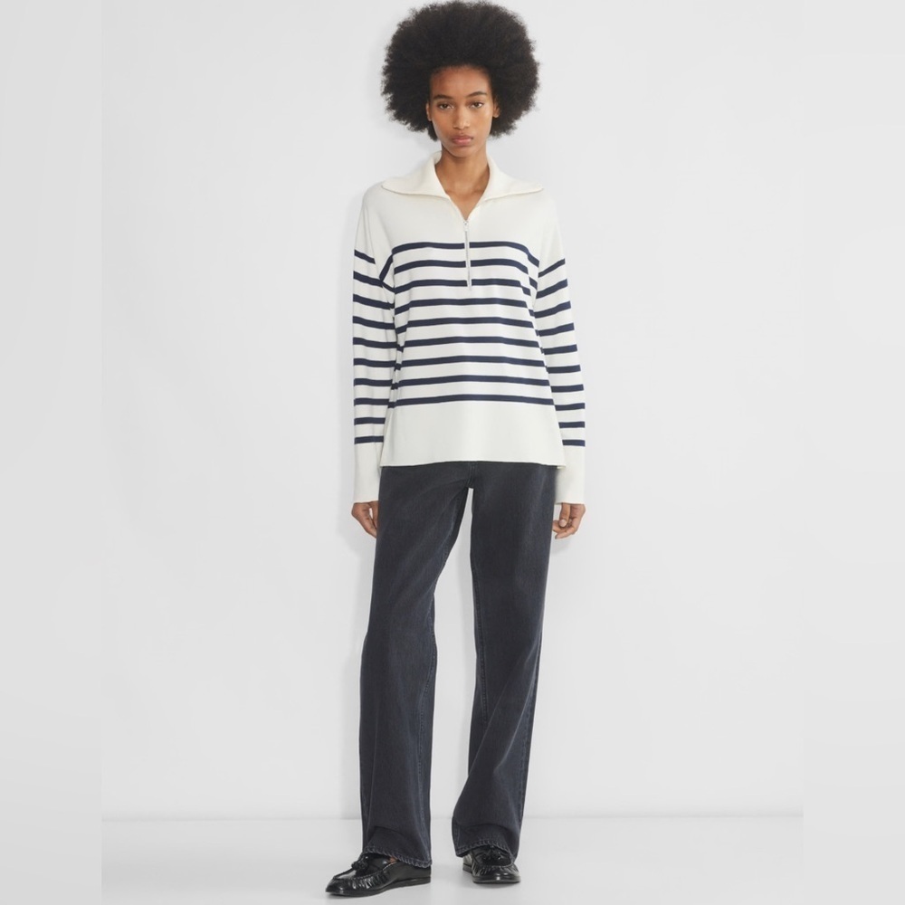 Aritzia Babaton Overseas Sweater in Lt Birch/ Admiral